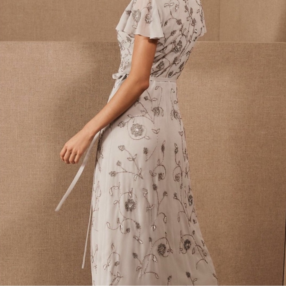 BHLDN Gray Maxi Dress with Silver Embroidery - Picture 9 of 10